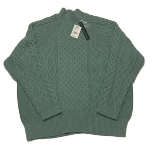 Preswick & Moore Sweater Plus 1X Women's Green Knitted Mock Neck Long Sleeve - Picture 1 of 7