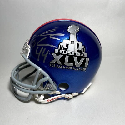 Mini capacete assinado por Ahmad Bradshaw Super Bowl XLVI JSA holograma New York Giants - Imagem 1 de 4