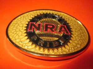 Vintage Gold Tone Enameled NRA Armed with Pride 2A Belt Buckle 2nd Amendment - Picture 1 of 2