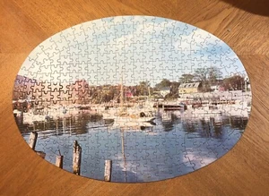 Vintage Built Rite Oval Picture Puzzle Complete Name ( Maine Harbor ) - Picture 1 of 8