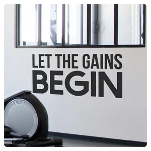 Adesivo murale motivazionale - Lascia che i guadagni inizino - decorazione allenamento palestra e fitness - Foto 1 di 6
