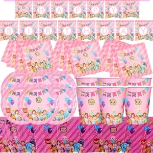 Pink Cocomelon Party Decoration Tableware Birthday Supplies Candy Box Girls Set - Picture 1 of 65