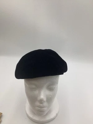 Chapéu boina de veludo vintage com laço traseiro - estilo Tam preto - Imagem 1 de 3