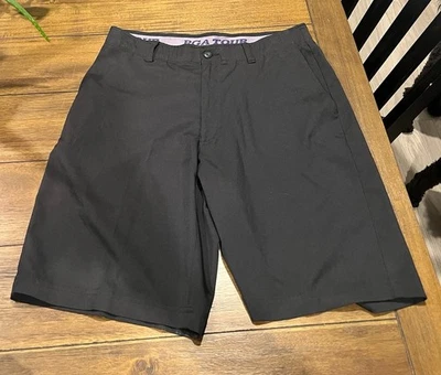 Pantalones cortos de golf PGA Tour para hombre talla 34 negros entrepierna de 7 pulgadas frente plano Foto 1 de 4
