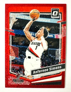 2023-24 Donruss Optic Anfernee Simons RED Glitter Prizm Card #/75 Trail Blazers! - Picture 1 of 3