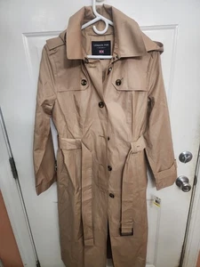 London Fog Women's Single Breasted Hooded Long Trench Coat, British Khaki, M - Picture 1 of 11