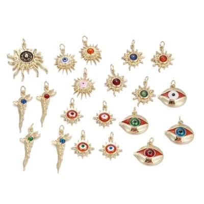 Gold Evil Eye Pendant DIY for Bracelet Necklace Charm Jewelry Making Accessories - Image 1 of 4