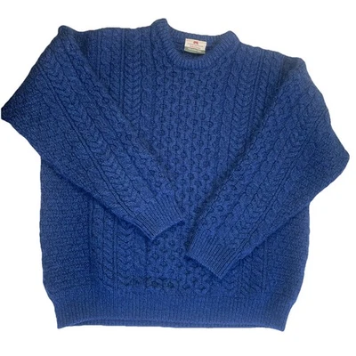 Suéter Carriag Donn Ireland 100% Lana Merino Pescadores Azul Talla Grande Foto 1 de 4
