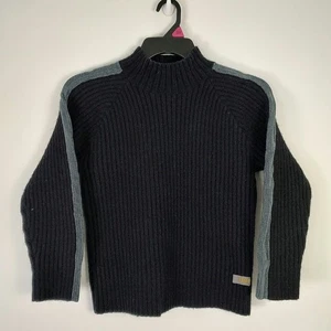 Vintage Union Bay Grey stripe wool blend thick rib knit sweater youth Large - Picture 1 of 6