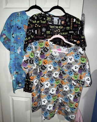Lot of 3-Halloween Theme Women’s Scrub Tops Size XL - Image 1 of 4