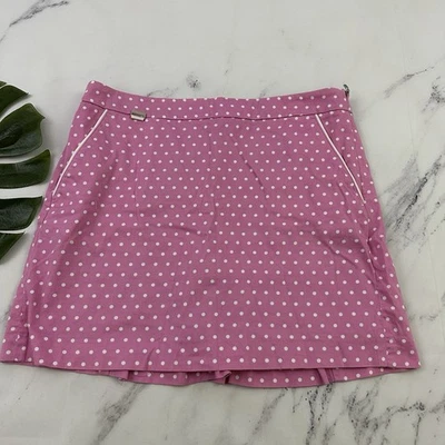 Polo Golf Ralph Lauren Mujer Skort Talla 10 Rosa Blanco Bolsillos a Lunares Foto 1 de 4