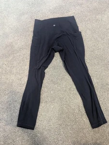 Athleta Leggings Womens M Salutation Stash Pocket II Soft Stretchy Yoga Black - Picture 1 of 9