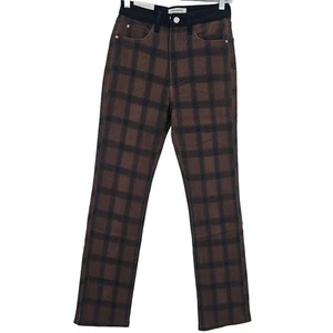 Pantalones de mezclilla Revolve Weworewhat para mujer 26/4 bloques de colores icono modernos a cuadros elásticos NUEVO - Imagen 1 de 9
