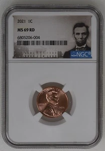 2021 P Lincoln Shield Cent Penny NGC MS 69 RD TOP POP!!! - Bild 1 von 3