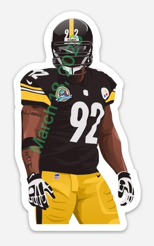 James Harrison #92 MAGNET VECTOR ART STEELERS THROWBACK NFL Man Cave Hardhat Cover
