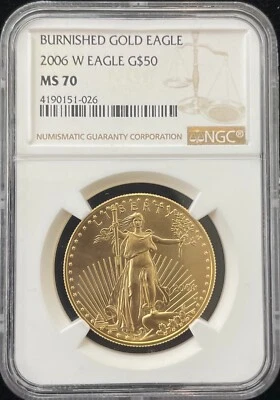 2006 W Burnished $50 Eagle Gold Coin NGC MS 70 - Image 1 of 2