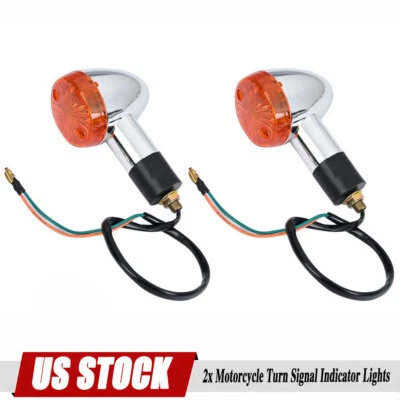 Pair For Suzuki Boulevard C50 M50 C90 Amber Turn Signal Lights Chrome 12V 10mm Foto 1 de 4