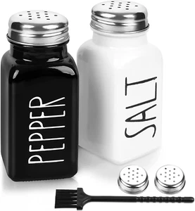 2 Pack Salt and Pepper Shakers Set, Glass Shaker with Stainless Steel Lid, Moder - Picture 1 of 12