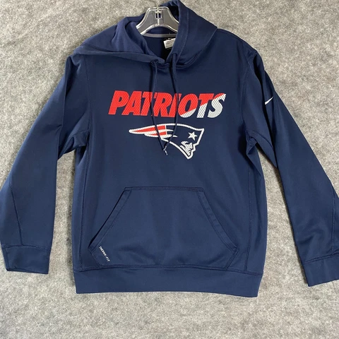 Mens Nike Therma-Fit Hoodie New England Patriots Size Small Blue Sweatshirt Cover