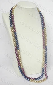 Collana di perle lunga 50" 8 mm 10 mm rotonda blu navy Akoya conchiglia mare meridionale - Foto 1 di 5