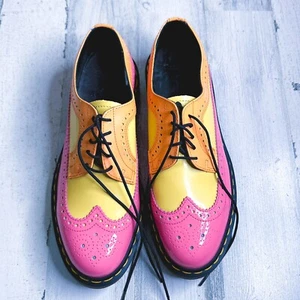Dr. Martens 3989 Harrie gelb pink orange Flügelspitze Halbschuhe seltene Schuhe Damen 11 - Bild 1 von 12