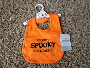 Marca CARTER'S Halloween Nuevo con Etiquetas Babero Talla Única Naranja/Negro Mi 1er Espeluznante Halloween - Imagen 1 de 4
