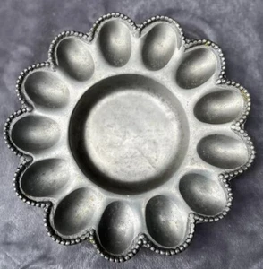 IFI Pewter INDIA ~ Large Oval Deviled Egg Plate Dish - Holds 14 Eggs - Picture 1 of 4