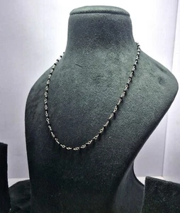 Black Spinel Gemstone 3 mm Beads Silver Plated Chain 24" Mala Necklaces Chain - Picture 1 of 8