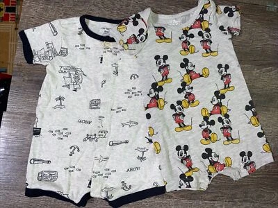 Bebé Niño 6/9 9 Meses Pirata Mickey Mouse Disney Mameluco Lote Cumpleaños Viaje al Mundo Foto 1 de 4