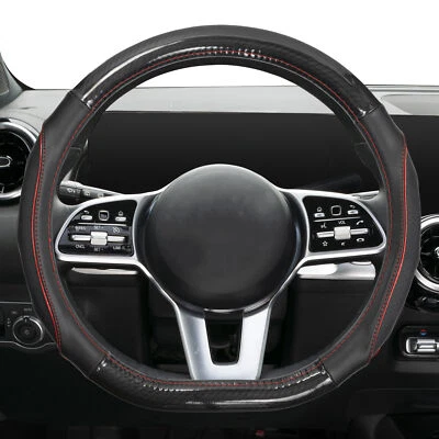 D-Form Auto Lenkradbezug Leder Lenkradschoner Lenkradhülle KOHLEFASER Ø 37 - 38 - Bild 1 von 4