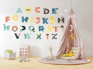 Animals Alphabet Learning ABC Enlighten Removable Wall Decals Stickers Room Deco - Picture 1 of 5