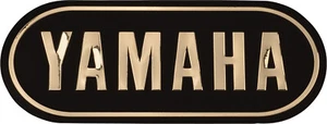 Yamaha 3D Emblem 132x52mm - Self Adhesive - Black Gold Trim Letters Oval 5-133 - Picture 1 of 1