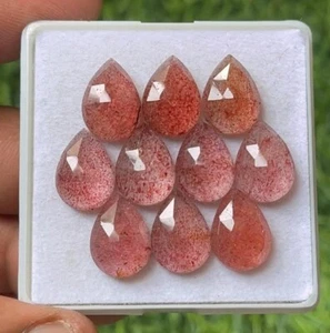 Pink Strawberry Quartz 13x18mm Pear Rose Cut 25 Pcs Natural Loose Gemstone - Picture 1 of 2