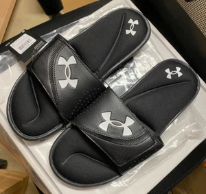 Under Armour Mens Ignite VI SL Adjustable Black Slides Sandals Size 11 - Picture 1 of 4