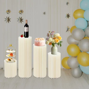 4PCS Foldable Cardboard Centerpiece Display Cylinder Flowers Stand Party Decor - Picture 1 of 14