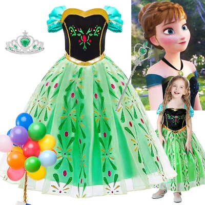 Frozen Elsa Anna Costume Fancy Dress Up Princess Cosplay Outfit Kid Girls Outfit - Image 1 of 4