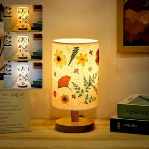 Pressed Floral Lamp Bedside Vintage Flower Desk Lamp for Bedroom Living Room, Do - Picture 1 of 12