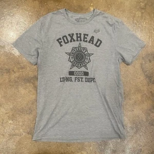 Fox Racing Heather Grey Foxhead Moto Cross T-Shirt Size L Slim Fit - Picture 1 of 6