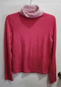 Adrienne Vittadini Women's Long Sleeve Turtleneck Sweater Top 2 Tone Pink Wool M - Picture 1 of 12
