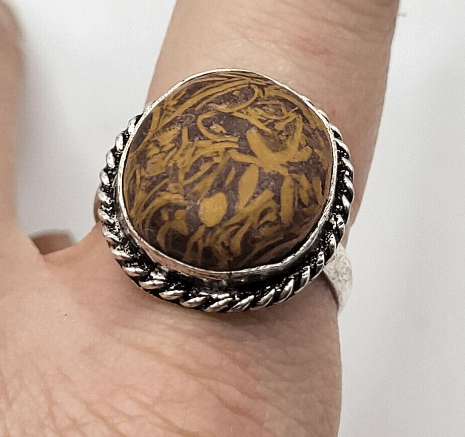 Anillo Cabujón Redondo Piedra Miriam Bohemio Talla 9.5 Foto 1 de 4