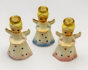 Engel Shafford Kerzenständer Japan 2095 blau rosa Sterne Vintage Set MCM Kitch Set 3 - Bild 1 von 21