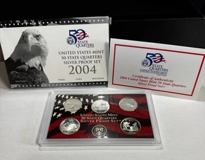 2004 US Mint 50 State Quarters SILVER PROOF Set With Box and COA-(bin4435F) - Picture 1 of 5
