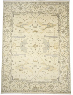 Extra Large Handmade Oushak Oriental Rug Floral Style Carpet Home Decor 10X14 ft - Image 1 of 4