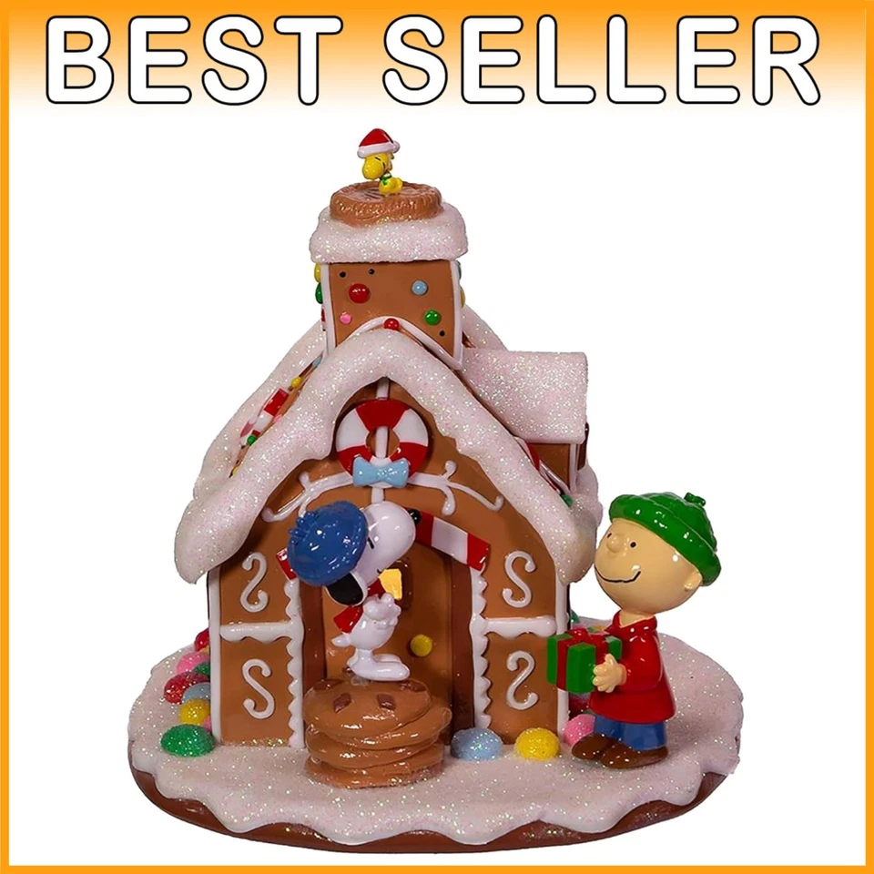 Peanuts LED Light up Battery Operated Gingerbread House Figurine 5.5 Inch PN5204