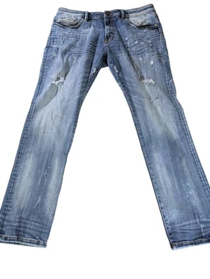 Pantalones de mezclilla Cult of Individuality para hombre 38x33 rocker ajustados desgastados salpicaduras de pintura Foto 1 de 4