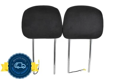 11-20 道奇 Grand Caravan 黑色皮革麂皮绒前活动头枕套装一对原始设备制造商 — 第 1/4 张图片