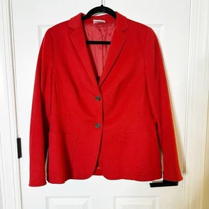 Akris Punto Wool Angora Red Two Button Blazer Jacket Career US14 - Picture 1 of 7