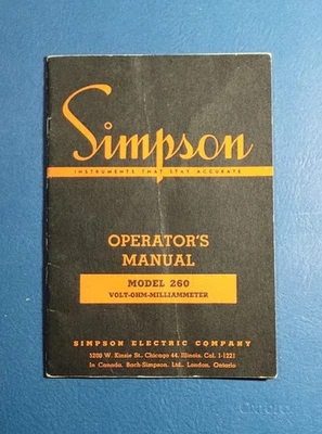 Original Simpson Model 260 VOM Multimeter Operator's Manual - Early Model - Image 1 of 2