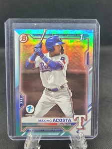 2021 Bowman First Edition Maximo Acosta Sky Blue Foil BFE-7 - Picture 1 of 2