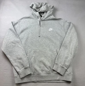 Nike Hoodie Mens Medium Gray Half Zip Pullover Fleece Pocket Swoosh BV2654-063 - Picture 1 of 10
